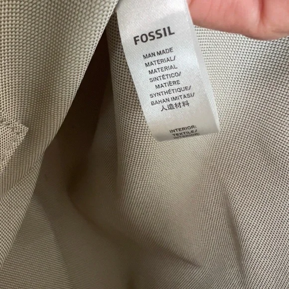 Fossil Emma Tote Bag Dual Straps Brown Handles Patterned Gray White Black NWOT - Picture 9 of 12